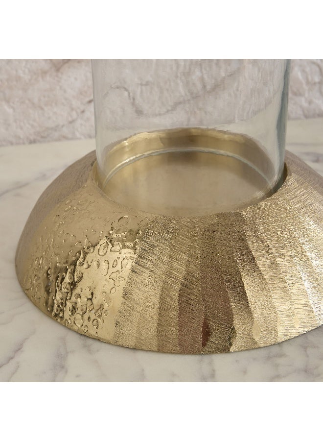 Home Box Melrose Litt Glass Hurricane with Aluminium Base - 19x19x28 cm - Image 4