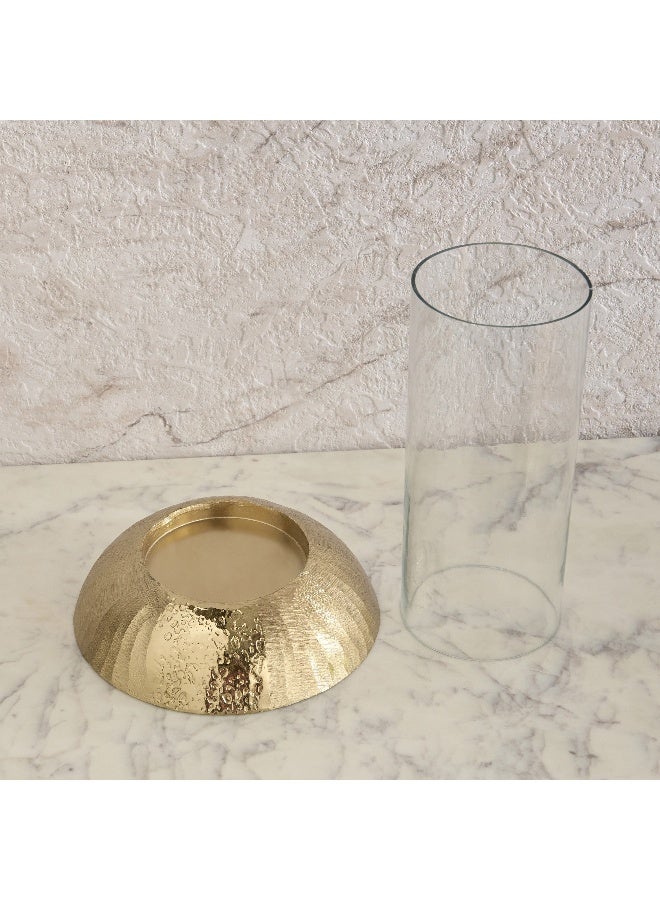 Home Box Melrose Litt Glass Hurricane with Aluminium Base - 19x19x28 cm - Image 3