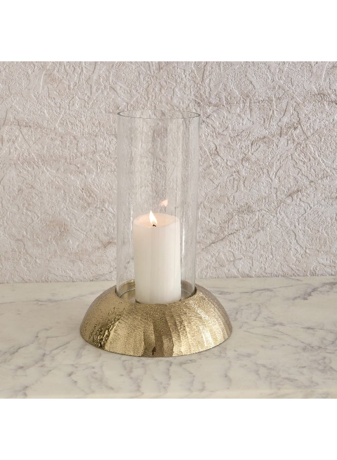 Home Box Melrose Litt Glass Hurricane with Aluminium Base - 19x19x28 cm - Image 1