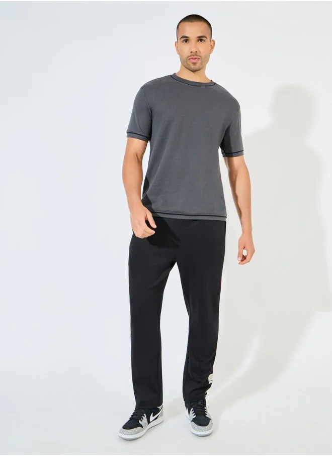 Styli Regular Fit Piping Detail Interlock T-Shirt