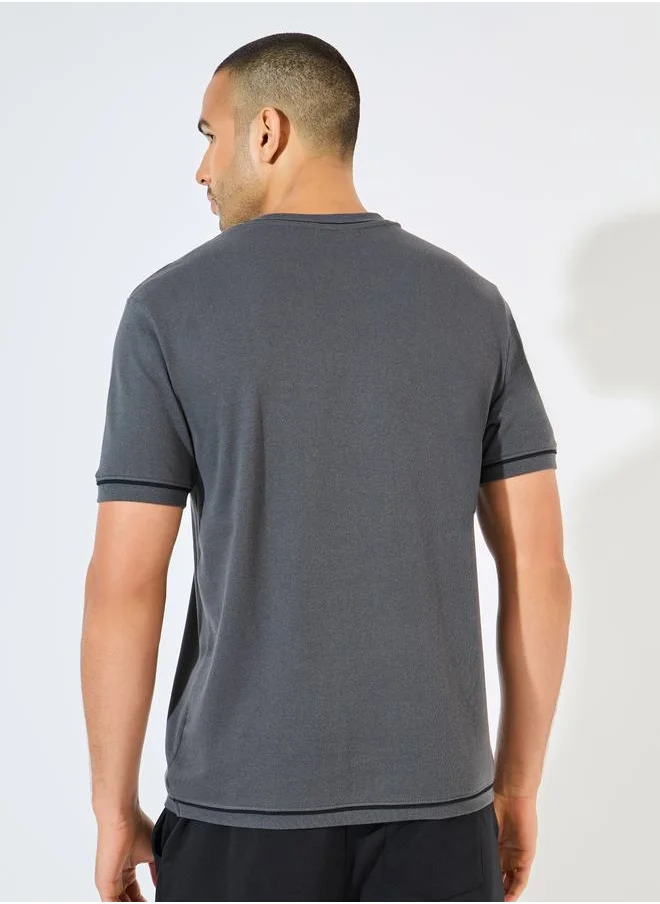 Styli Regular Fit Piping Detail Interlock T-Shirt