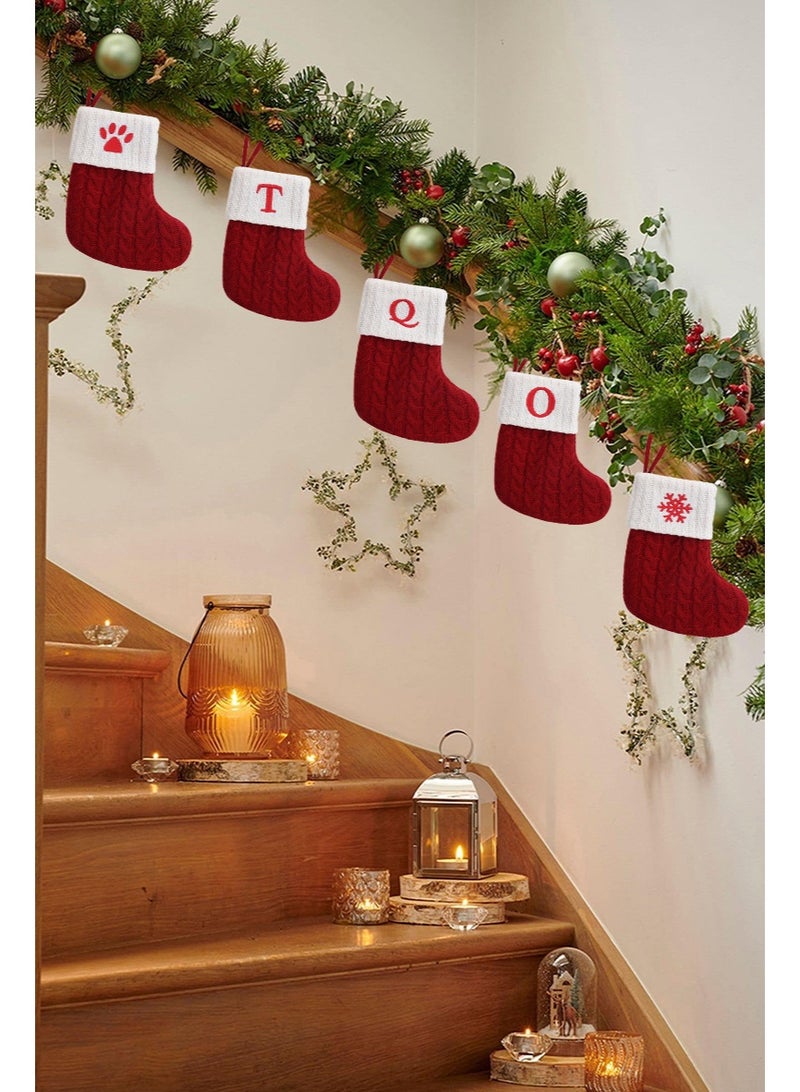TAPIT Mini Christmas Stockings Small Xmas Stockings with Monogram Initial Classic Red White Xmas Decor for Mini Christmas Tree Fireplace Holiday Decor Party Favors Gift Stocking (Y) - Image 2