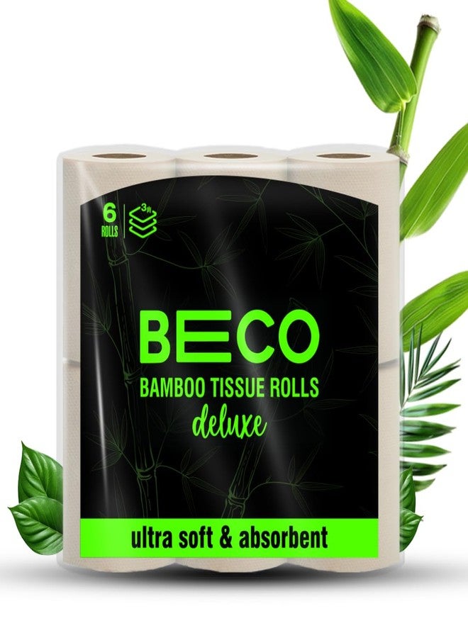 Beco Bamboo 3-Ply Toilet Paper Roll 160 Pulls Each Pack of 6, 100% Natural, Unbleached and Eco-Friendly Tissue Papers - Image 1