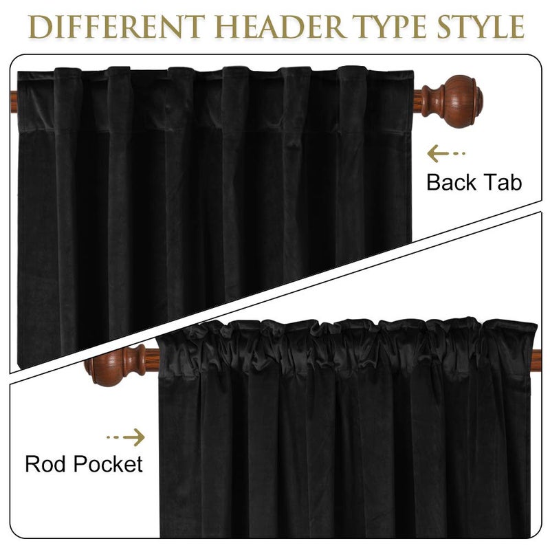 StangH Black Velvet Curtains 96 inches Long Blackout Curtains Thermal Insulated Patio Door Drapes, Noise Buffer Privacy Assured Panels for Living Room/Bedroom, W52 x L96, 2 Panels - Image 2