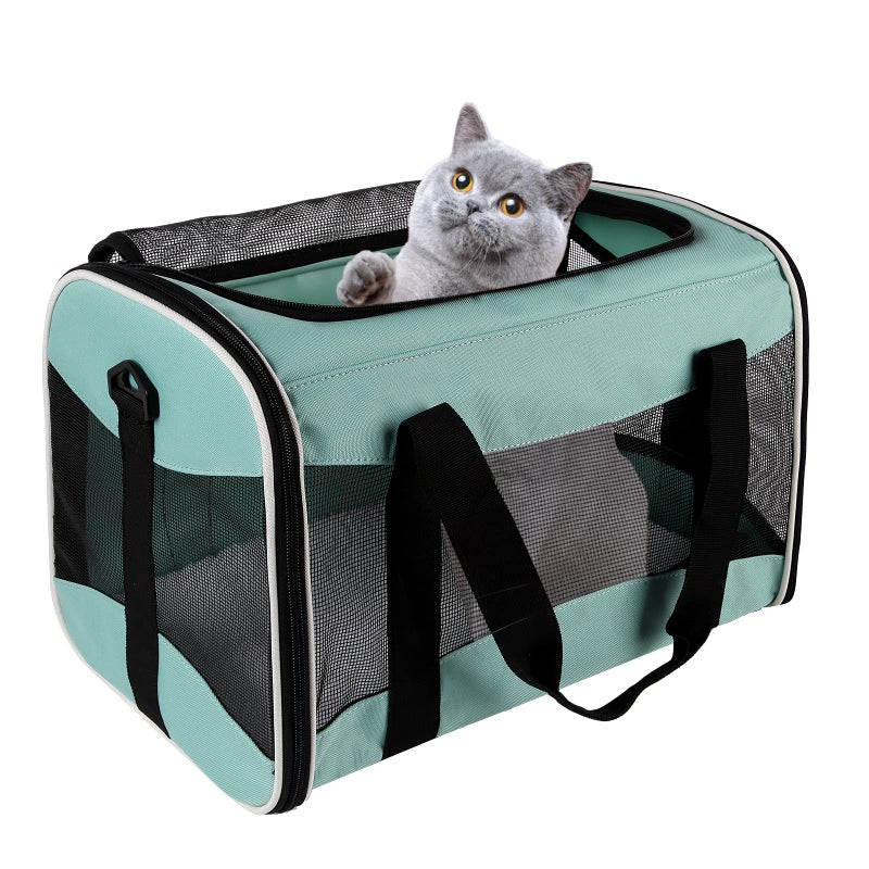 Top tasta Cat Carrying Case - Pet Carrier, Up to 30Lbs Soft Sided Protable and Breathabl Pet Travel Carrier, Pet Travel Carrier Removable Fleece Pad, Collapsible for Large Cats Small Dogs(X-Large, Green) - Image 1
