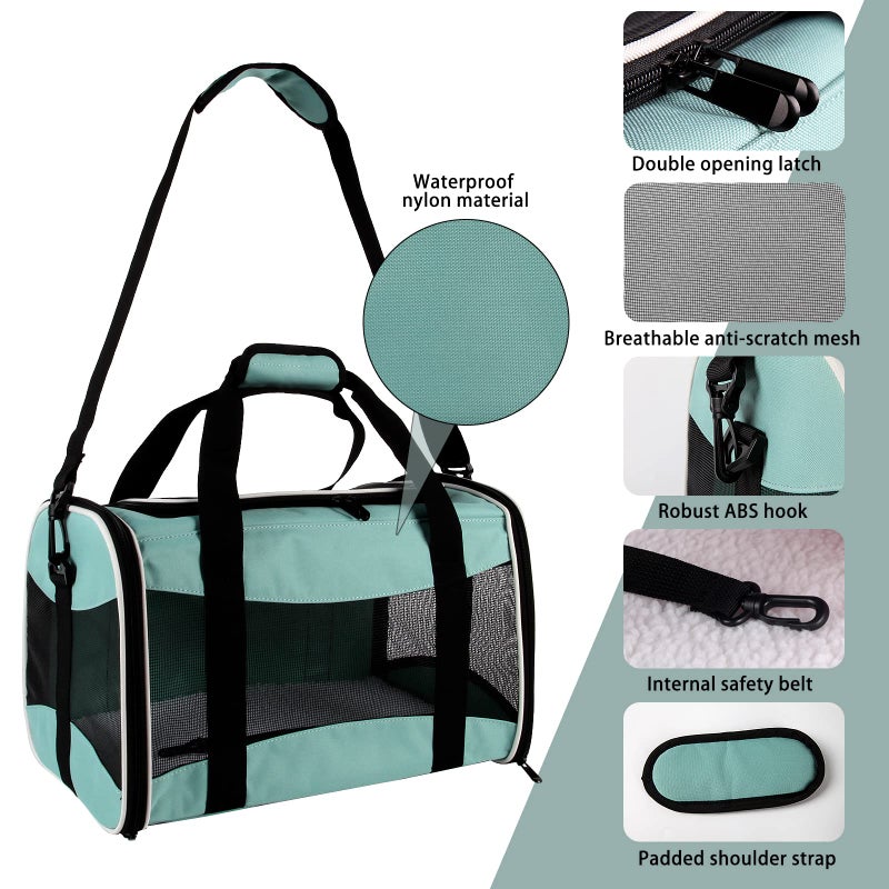 Top tasta Cat Carrying Case - Pet Carrier, Up to 30Lbs Soft Sided Protable and Breathabl Pet Travel Carrier, Pet Travel Carrier Removable Fleece Pad, Collapsible for Large Cats Small Dogs(X-Large, Green) - Image 5
