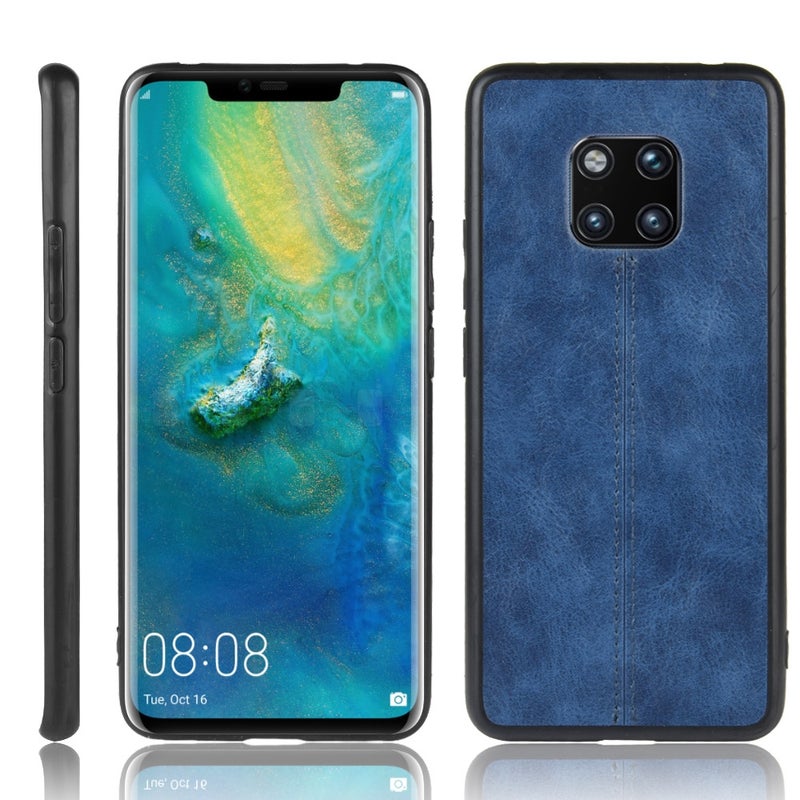 HuHa Protective Cover For Huawei Mate 20 Pro Shockproof Sewing Cow Pattern Skin PC + PU + TPU Case(Blue) - Image 1