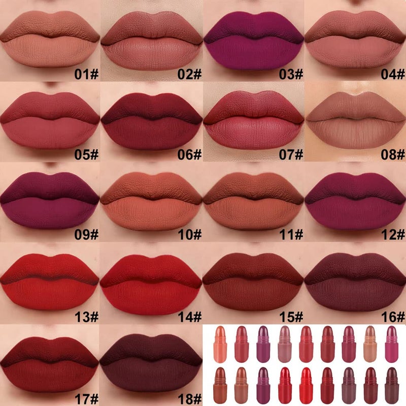 evpct 18Pcs Mini Pills Lipstick Capsule Set for Women Waterproof Long Lasting, Deep Red Matte Small Magic Permanent 24 Hour Lipstick Bulk Samples Sampler labiales mate 24 horas originales 01 - Image 2