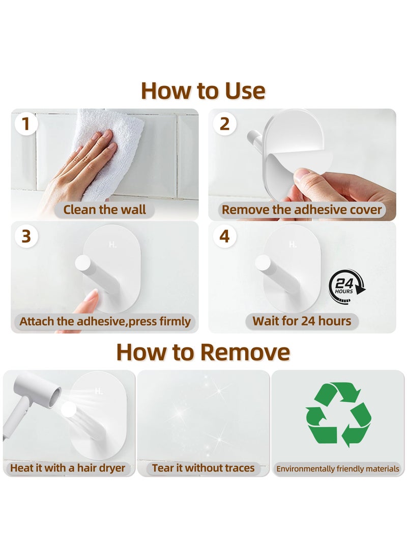 SOLARAE Adhesive Wall Hooks - No Tools, Easy to Use Multi-Function Utility Hooks, Small Sticky Hooks for Hanging Oven Mitts, Kitchenware, Clothes, Towels, Hats, Keys (6 Pack) - Image 4