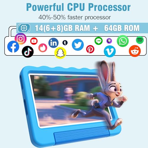 YosaToo Kids Tablet 10'' Android 15 Tablet for Kids 14(6+8)GB 64GB Octa-Core CPU, Toddler Tablets with Lots of Offline Content Parental Control, Tablets for Toddlers with Case Youtube WiFi 6 2MP 5MP Camera - Image 2