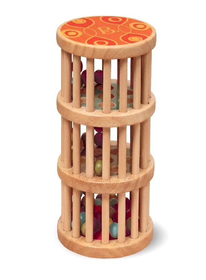 B. toys by Battat B. A-Maze Rain Rush Dexterity Toy - Classic Baby Rainmaker Toy - Development Natural Wooden Toys for Toddlers - Image 1