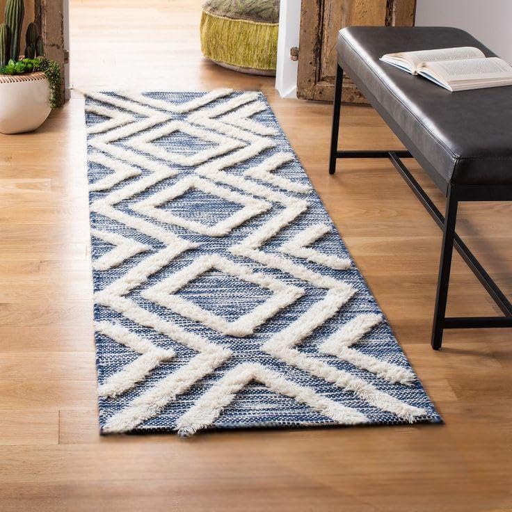 Slazie Cotton Soft Multi-Purpose Floor Rug for Bedroom Living Room|Kitchen Runner|Bedside Runner |Bed Runner|Reversible|2x5 Feet| (Blue TU) - Image 3