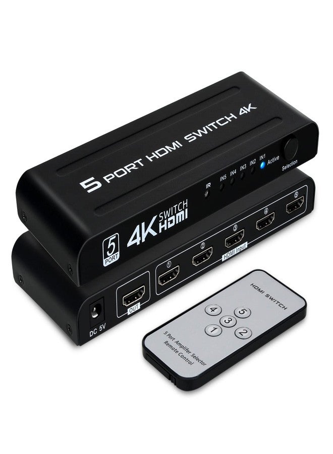 DGODRT 4K@30Hz HDMI Switch 5 Ports, 5 in 1 Out HDMI Switcher Selector Box with IR Remote & Support Auto Switch, 4K HDR, HDCP, 3D, 1080P for HDTV, Projector, Xbox, Blu-ray, PS3/4 - Image 1