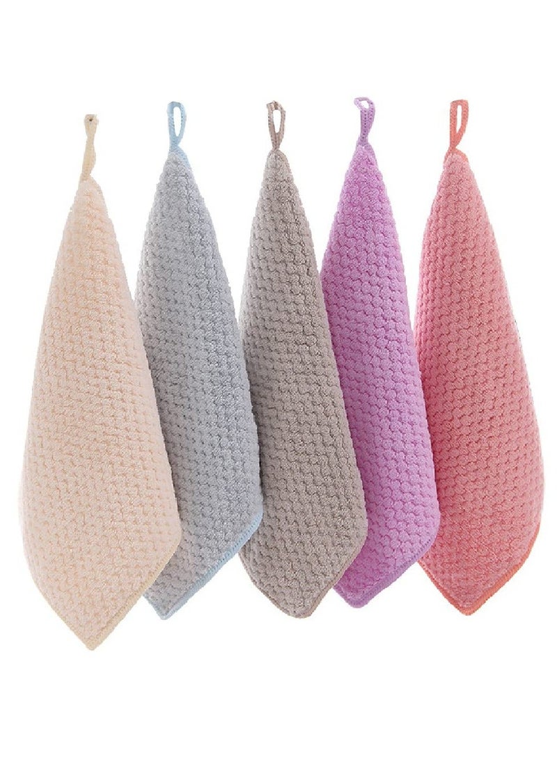 5-Piece Hand Towel With Loop Soft Fast Drying Hand Towel For Kitchen Square Thin Hanging Hand Towels With Hanging Small Dry Hand Towels For Kitchen Bathroom - Image 1