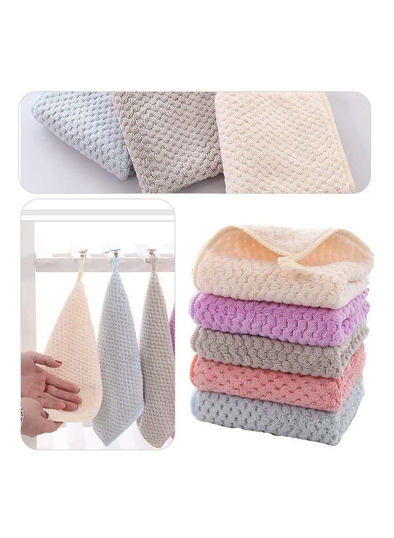 5-Piece Hand Towel With Loop Soft Fast Drying Hand Towel For Kitchen Square Thin Hanging Hand Towels With Hanging Small Dry Hand Towels For Kitchen Bathroom - Image 3