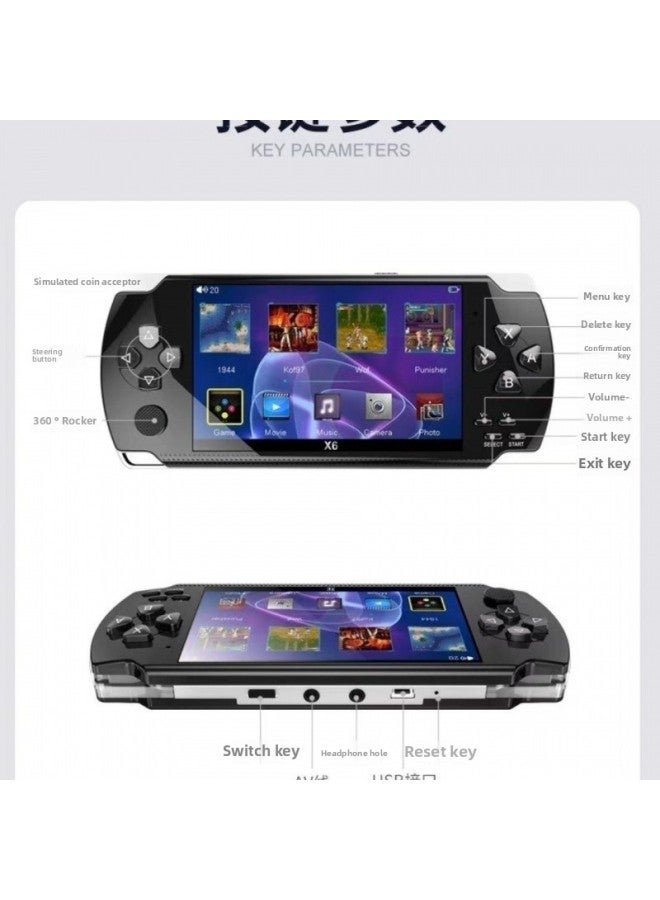 Pocket P Game Console MP5 MP3 MP4 Music Player E-book Reader Video Player-Body Color:6.5inch G6000 Game Single Version-Memory Capacity:Default