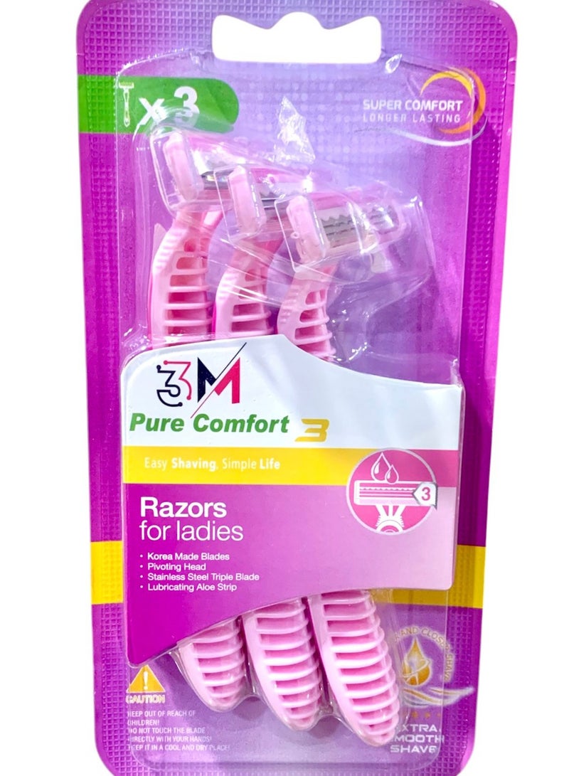 3M Wetell Pure 3 Women's Razor for Perfect Smoothness - 3 Precision Blades For Longer-Lasting Results, a Moisturizing Strip Enriched With Aloe Vera And Vitamin E For a Smooth Shave Without Irritation