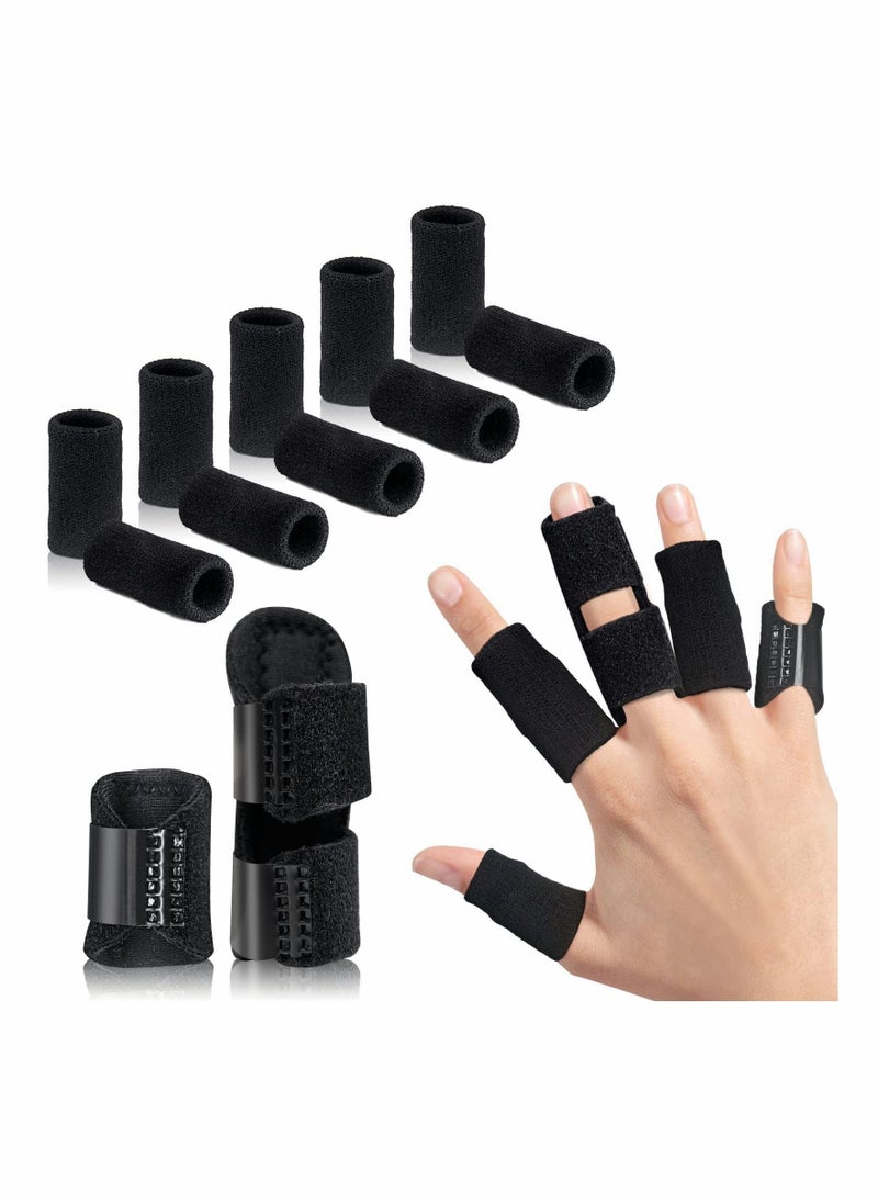 SYOSI - Finger Splint, Set of 2 Trigger Finger Brace with 10 Nylon Sleeves for Finger Pain Relief and Sport Injuries, Swelling Tendon Release Relieving Finger Stiffness and Sprained Knuckles - Image 1