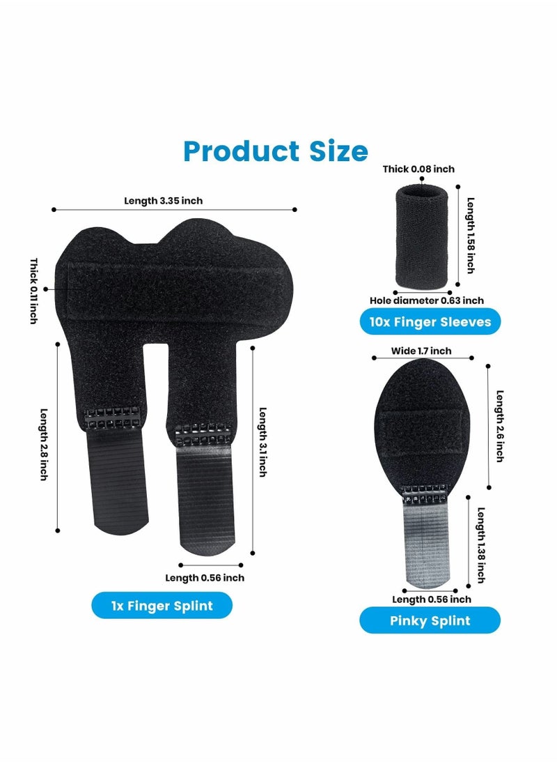 SYOSI - Finger Splint, Set of 2 Trigger Finger Brace with 10 Nylon Sleeves for Finger Pain Relief and Sport Injuries, Swelling Tendon Release Relieving Finger Stiffness and Sprained Knuckles - Image 1