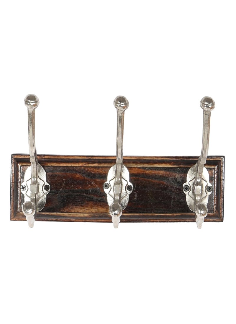 Two Moustaches Two Moustaches Designer Wall Mounted 3 Nickel Antler HooksHookrails with Mango WoodWooden Textured Brown Base Pack of 1  - Image 4