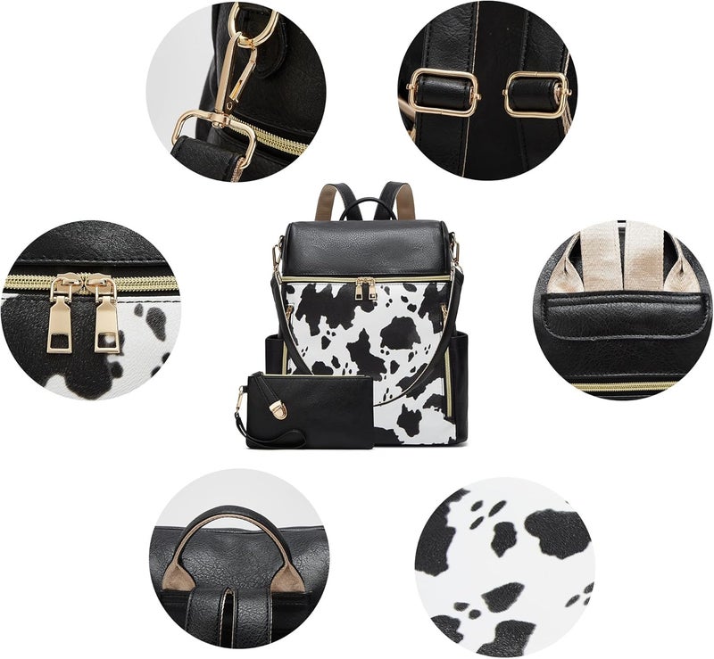 Makes Backpack Purse for Women PU Leather Travel Satchel Handbag Convertible Design Bag with Purse 2 Piece - Image 2