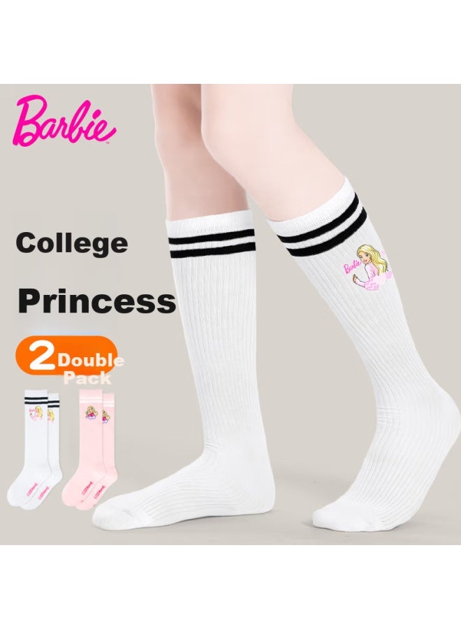 Barbie Girls' Mid-calf Socks, Children's Long Socks, Baby High Socks, Summer Little Girls' Preppy Style, Thin Spring And Autumn Long Socks - Image 1
