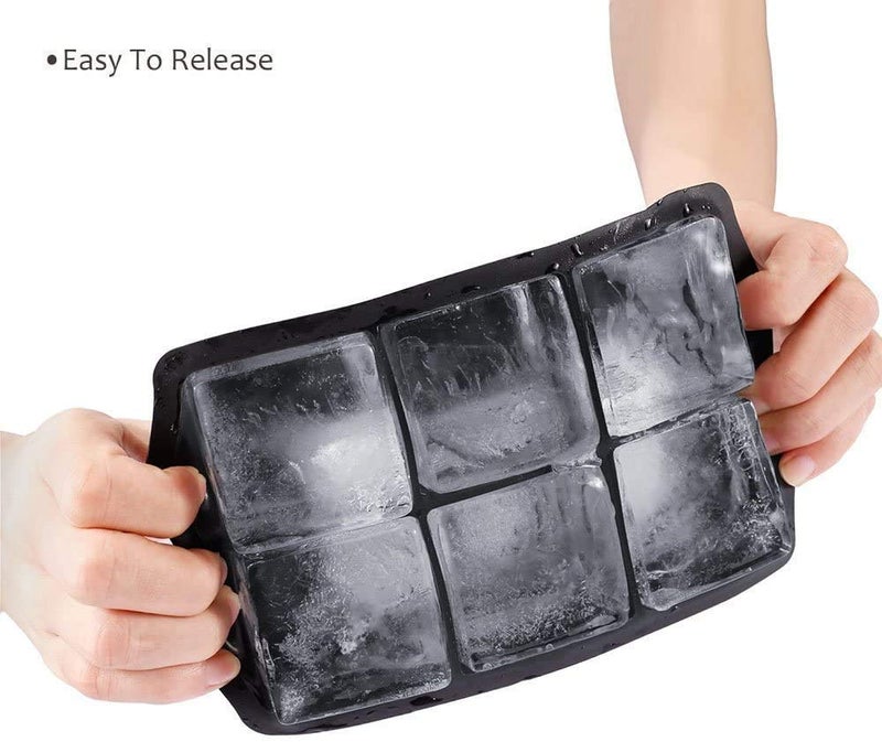 SEMITO Ice Cube and Ice Ball Tray 2 inches Ice Ball and Large ice Cube Maker Mould Silicone BPA Free Material Black Combo Pack - Image 3