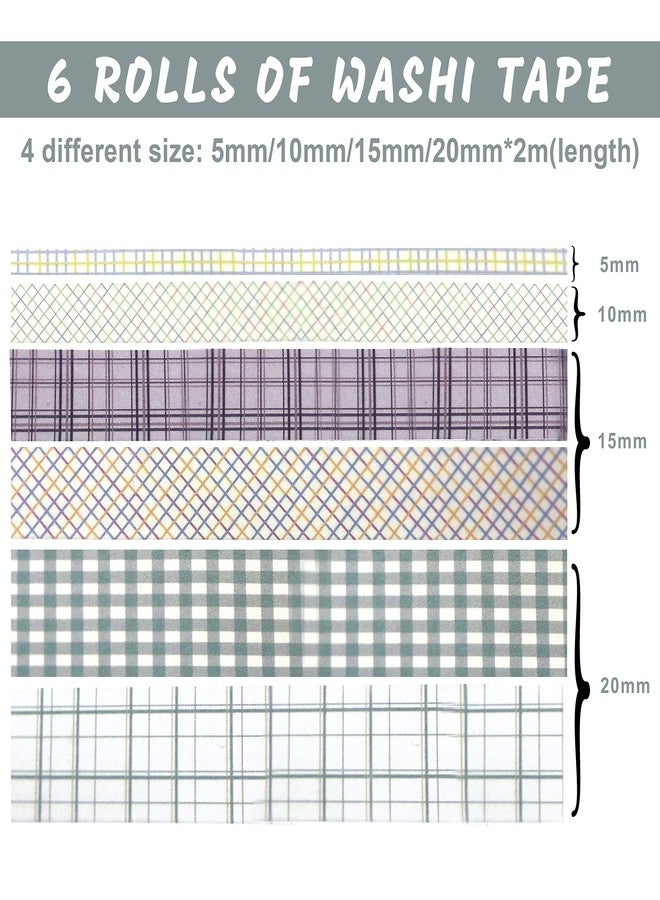 Lakeer Grid Series Washi Tape (Pack of 6) | Tapes for Scrapbooking, DIY Craft, Decoration, Gift Wrapping, etc, (Medium Turquoise) - Image 5