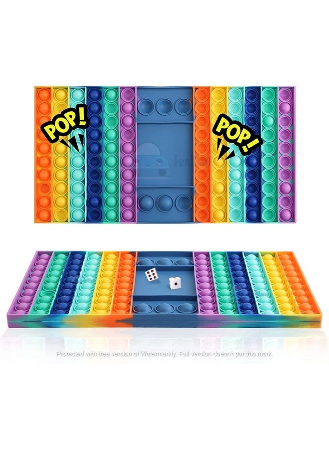 فنبلاست مجموعة ألعاب FunBlast Jumbo Pop Bubble Fidget، مجموعة ألعاب Pop it للأطفال، لعبة Ludo المصنوعة من السيليكون مع 2 نرد - متعددة الألوان - Image 1