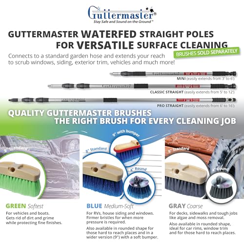 GUTTER MASTER جترماستر GM-214P-8 رمادي 8 بوصة فرشاة تنظيف متوسطة الصلابة مع تدفق عبر الأرضيات والأسطح - Image 4