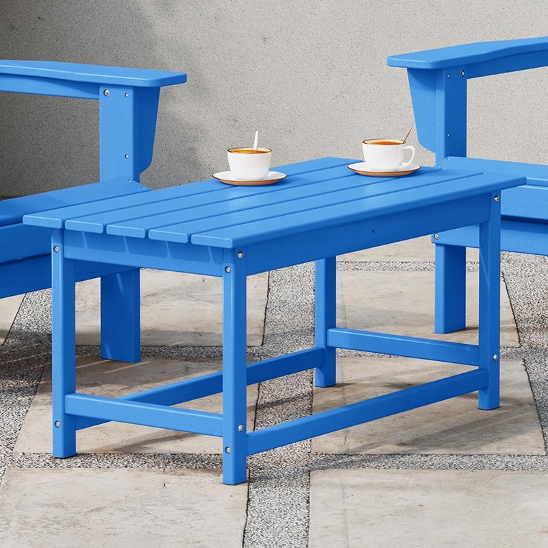 WestinTrends Malibu Outdoor Coffee Table, 35" x 17.5" All Weather Poly Lumber Patio Adirondack Coffee Table for Garden Lawn Porch Balcony, Pacific Blue - Image 2