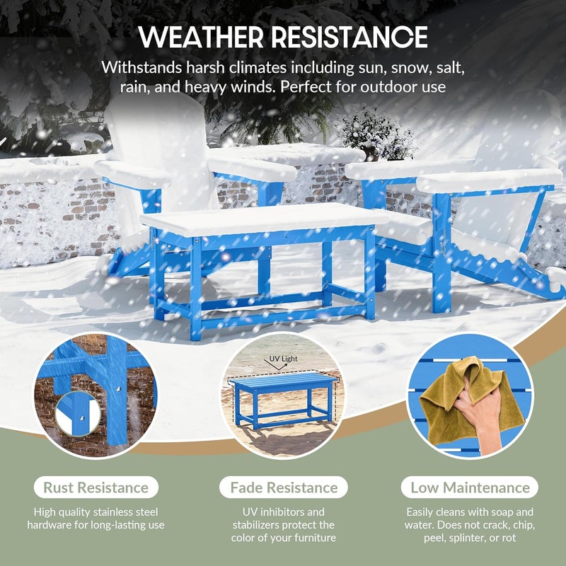 WestinTrends Malibu Outdoor Coffee Table, 35" x 17.5" All Weather Poly Lumber Patio Adirondack Coffee Table for Garden Lawn Porch Balcony, Pacific Blue - Image 4