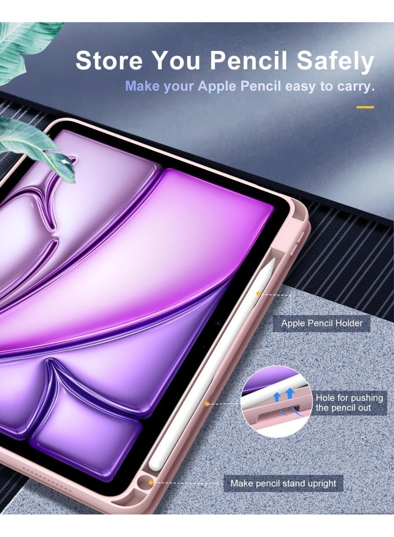 Case for iPad Air 11 Inch 7/6 (2025 M3/2024 M2)-(10.9 Inch 5/4 (2022/2020)) with Pen Holder, Trifold Stand Case, Transparent Back Case, Thin Stand Tablet Protective Case - Image 4