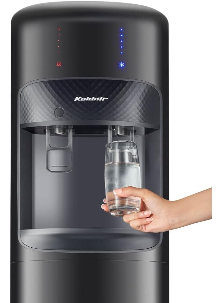 كولداير موزع مياه كولدير قائم بذاته، مزود بميزة التحميل العلوي مع ثلاجة، صنبورتان ساخنًا وباردًا، نوع AF، أسود - Image 5