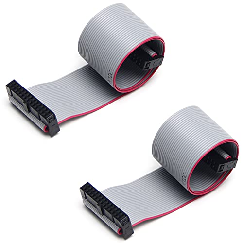 Fielect 2pcs IDC 20 Pin Connector Gray Wire Flat Ribbon Cable Connector Length 30cm 2.54mm Pitch - Image 1