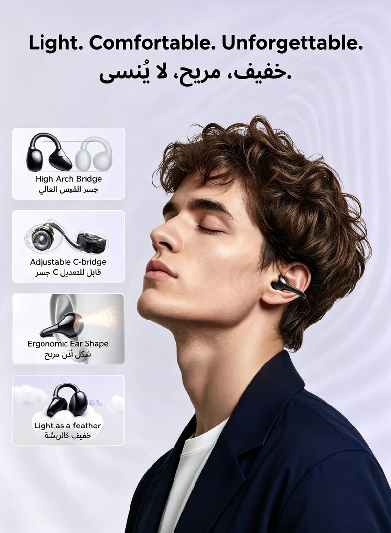 يو جرين سماعات ClipBuds Pro اللاسلكية مفتوحة الأذن بتقنية ANC، مزودة بـ 6 ميكروفونات، وسماعة صوت عالي الدقة مع صوت جهير عميق، وتحكم عبر التطبيق واللمس، ووقت تشغيل يصل إلى 32 ساعة، متوافقة مع iOS وAndroid. S8 - Image 4