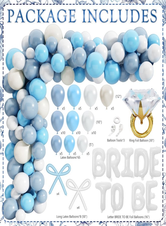 THAWAY Something Blue Before I Do Bridal Shower Decorations,127 PCS Blue Bachelorette Party Decorations with Coquette Bow Balloon Arch Kit Floral Backdrop Tablecloth Banner Garland Cake Topper Veil - Image 3