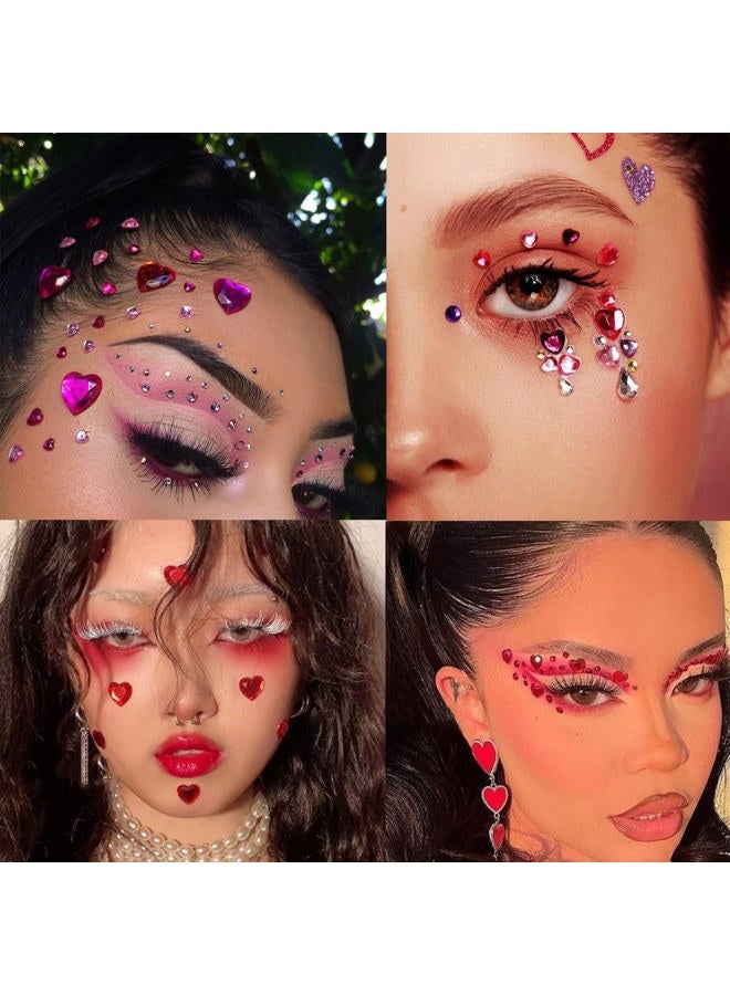 La Jolie Jasmin 10 ورقات من جواهر الوجه ذات الأحجار الكريمة للمكياج ذاتية اللصق بأشكال متنوعة من الكريستال للحرف اليدوية في عيد الميلاد، جواهر العين والجسم وفن الأظافر لملحقات الحفلات والمهرجانات للنساء - Image 3