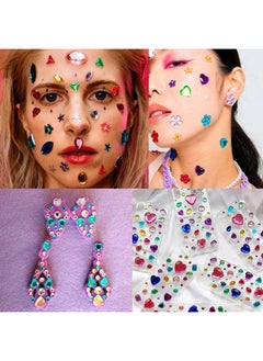 La Jolie Jasmin 10 Sheets Face Gems Jewels for Makeup Self Adhesive Assorted Shapes Rhinestones for Christmas Crafts, Eye Body Gems Nail Art Festival Party Rave Accessories for Women  - Image 4