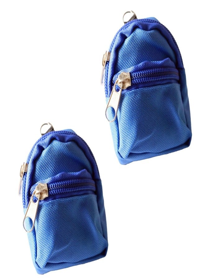 GOUDOGEDC 2Pcs Blue Mini Doll Backpack School Bag Model Dollhouse School Accessory for 1/6 Scale Dollhouse Décor,Simulation Mini School Bag Model,Dollhouse Accessories - Image 1