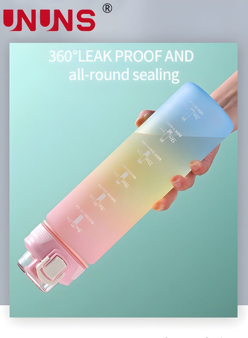 UNUNS 1L Motivational Water Bottle with Time Marker, Leakproof BPA & Toxic Free, Inspirational Tritan Sports Drinking Jug Water Jug with Flip Spout Fit for Home Office, Gym, Outdoor Sports - Image 3