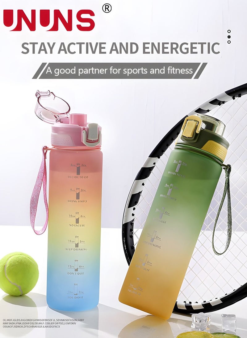 UNUNS 1L Motivational Water Bottle with Time Marker, Leakproof BPA & Toxic Free, Inspirational Tritan Sports Drinking Jug Water Jug with Flip Spout Fit for Home Office, Gym, Outdoor Sports - Image 2