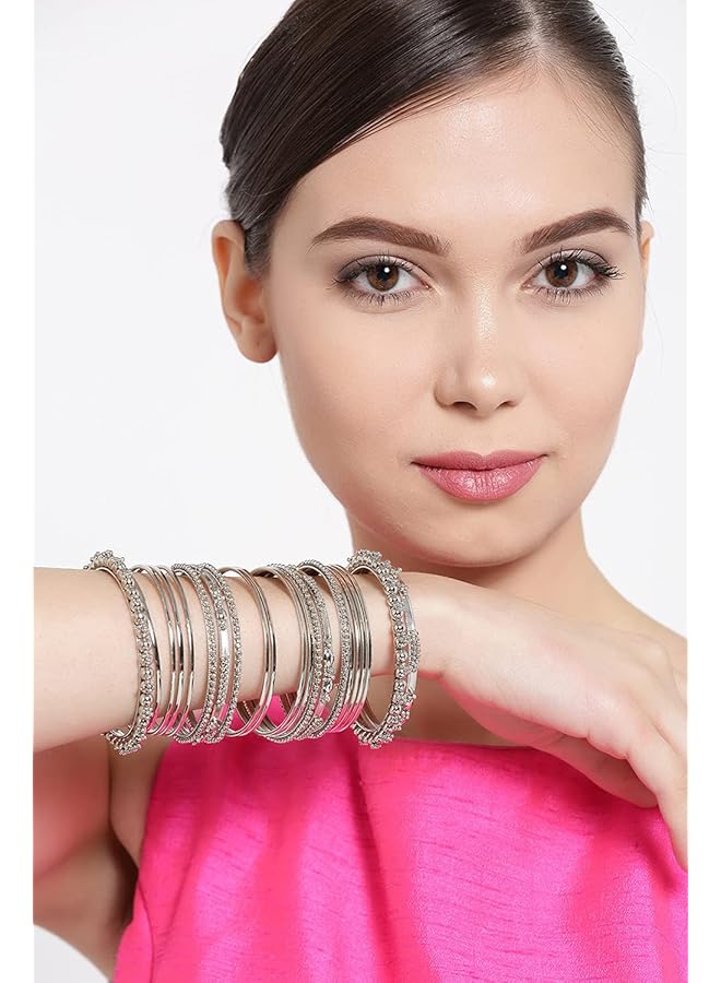 Stylish Traditional Jewelery Silver Plated Bangle For Women