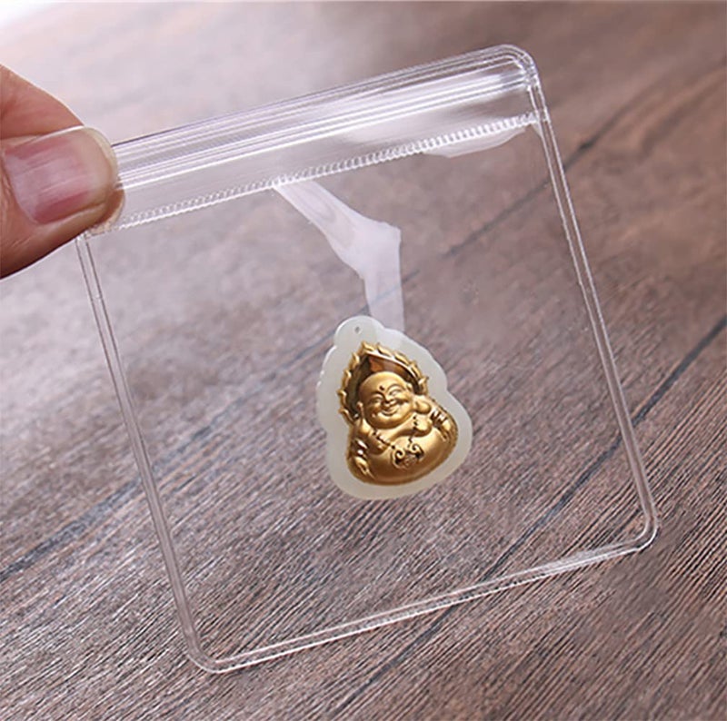 Fnuiddt 100 Pack PVC Clear Jewelry Anti Oxidation Zipper Bag Antitarnish Plastic Bags for Packaging Jewelry Rings Earrings Transparent Poly Pouch Clear 413425 inch