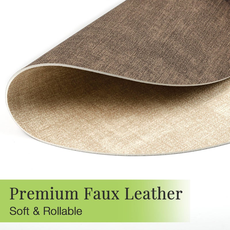 Fyvva 13-Inch Faux Leather Round Placemats Set of 6, Waterproof Anti-Slip Dual Sided Place mats, Heat Resistant Washable Table Mats with Coaster, Suitable for Indoor & Outdoor (6, Beige Dark Coffee) - Image 4