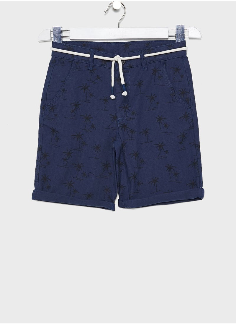 MANGO - Kids Tie Waist Printed Shorts - Image 1