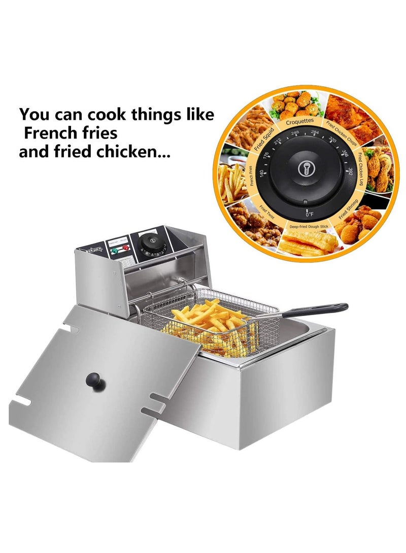 أرابايت 6L 2500W الفولاذ المقاوم للصدأ مقلاة الزيت العميق مع سلة المقلاة مرشح درجة الحرارة قابل للتعديل ، حاوية زيت قابلة للإزالة - Image 5