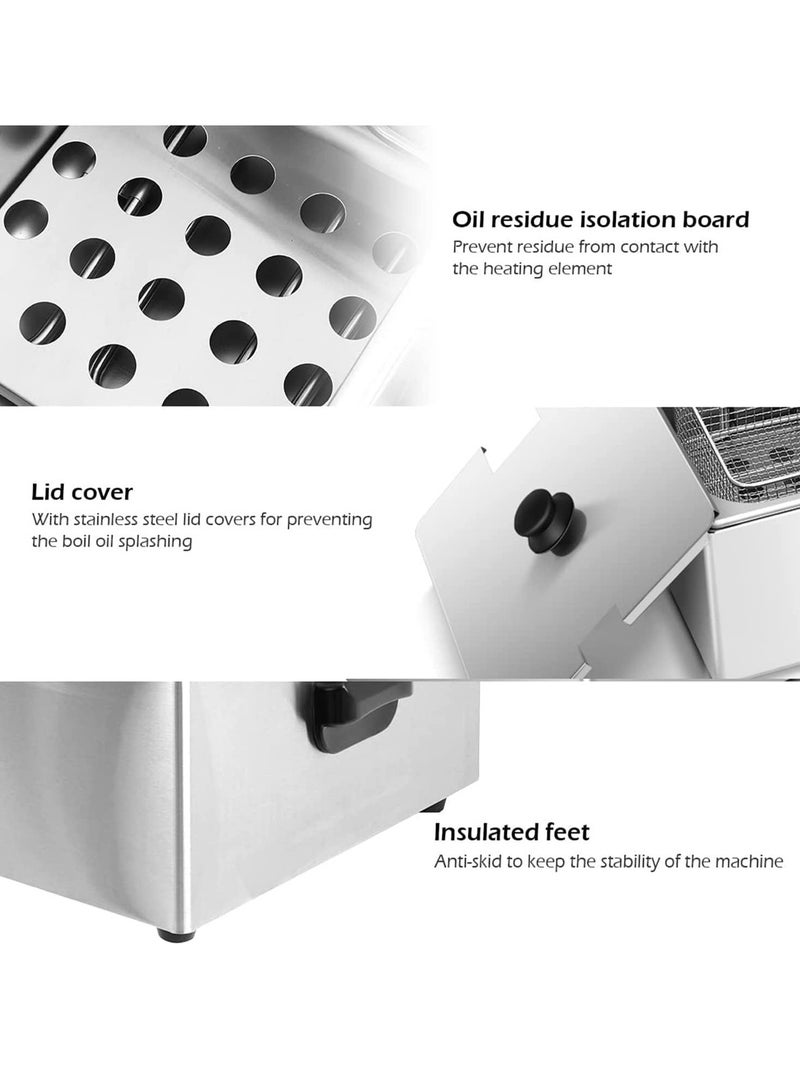 أرابايت 6L 2500W الفولاذ المقاوم للصدأ مقلاة الزيت العميق مع سلة المقلاة مرشح درجة الحرارة قابل للتعديل ، حاوية زيت قابلة للإزالة - Image 3