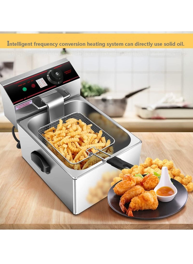 أرابايت 6L 2500W الفولاذ المقاوم للصدأ مقلاة الزيت العميق مع سلة المقلاة مرشح درجة الحرارة قابل للتعديل ، حاوية زيت قابلة للإزالة - Image 4