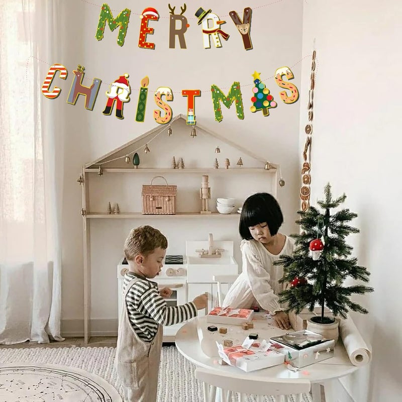 FESTIKO لافتة عيد الميلاد المبهجة من فيستيكو زينة لامعة لزينة حفلات عيد الميلاد للمنزل والحديقة ومكتب العطلات وزينة مدفأة - Image 4